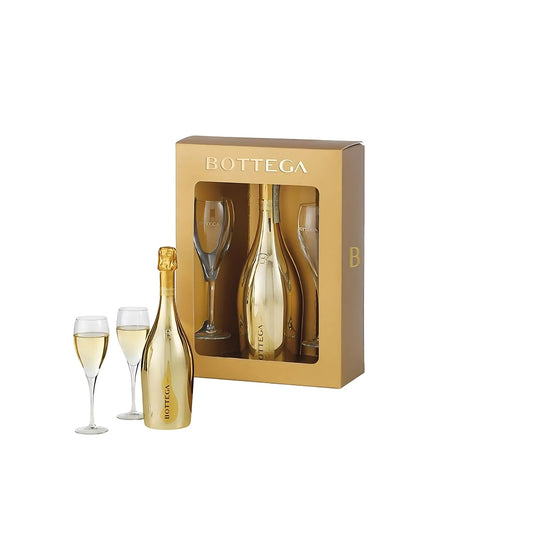Kit Espumante Bottega Gold Prosecco + 2 Taças Semi Cristal