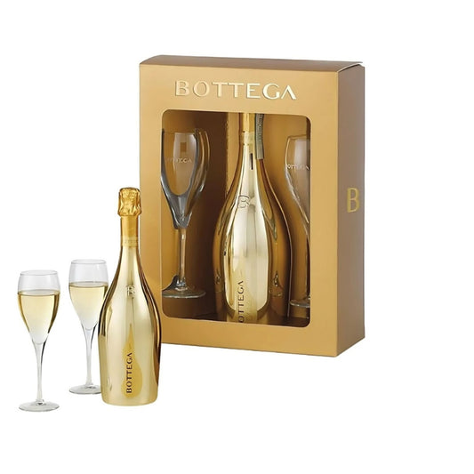 Kit Espumante Bottega Gold Prosecco + 2 Taças Semi Cristal