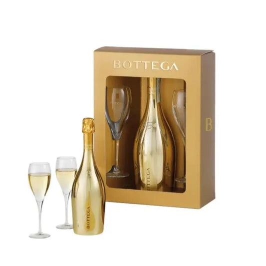 Kit Espumante Bottega Gold Prosecco + 2 Taças Semi Cristal